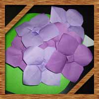 折り紙の紫陽花 あじさい に葉っぱの折り方 簡単な立体の作り方 コタローの日常喫茶